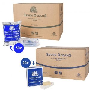 24x Seven Oceans noodrantsoen en 30x Seven Oceans drinkwater