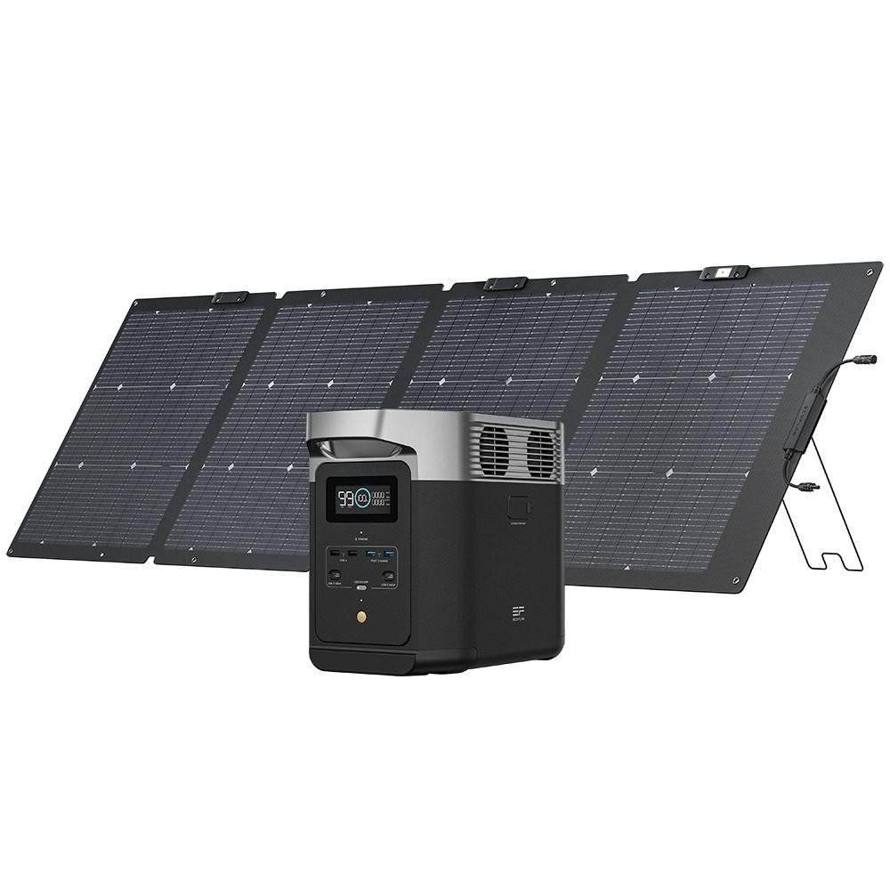 EcoFlow DELTA 2 Power Station met 220W dubbelzijdig opvouwbaar zonnepaneel