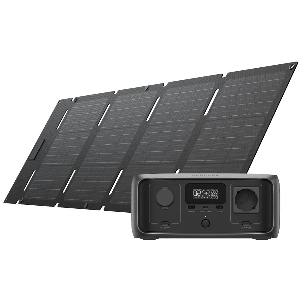 EcoFlow RIVER 3 UPS + 45W opvouwbaar zonnepaneel met USB-C bundel